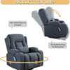 Houjud Manual Recliner Chair, 360° Swivel Rocker Recliner Chair Glider Lounge Chair with Massage and Heated, 2 Cup Holders, Lumbar Pillow and 4 Pockets for Living Room Home Theater (Blue) - Image 5