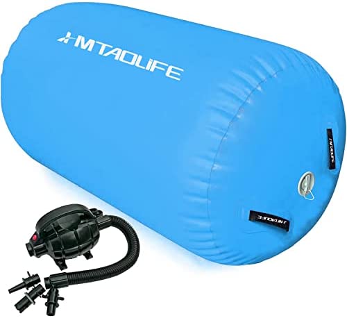 Hmtaolife Inflatable Gymnastic Training Mat Air Tumbling Track Mats Yoga Barrel Air Roller for/Home/Backyard/Water/Cheerleading,10ft Length,3.3ft Width,0.33ft Thickness,with Electric Air Pump