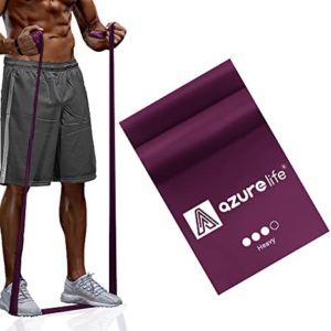 A AZURELIFE Single Resistance Bands, Professional Non-Latex Elastic Exercise Bands, 5 ft. Long Stretch Bands for PT, Yoga, Pilates, Rehab, at-Home or The Gym Workouts