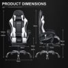 GTPLAYER Gaming Chair, Computer Chair with Footrest and Lumbar Support, Height Adjustable Game Chair with 360°-Swivel Seat and Headrest and for Office or Gaming (White) - Image 7