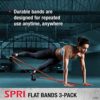 SPRI Flat Bands 3-Pack - Resistance Band Kit Set with 3 Levels of Resistance - Exercise Bands for Strength Training, Flexibility, & Body Workout - Versatile Fitness Tool - Light, Medium, and Heavy - Image 4