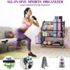 Home Gym Storage Rack, Yoga Mat Storage Rack Yoga Mat Holder, VOPEAK Gym Rack Organizer Workout Storage for Dumbbells Yoga Mats Foam Rollers Kettlebells, Gym Equipment Storage Rack with Hooks (Metal) - Image 2