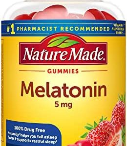 Nature Made Melatonin 5mg, 100% Drug Free Sleep Aid for Adults, 70 Gummies, 70 Day Supply
