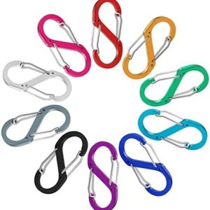 S Carabiner Mini Aluminum Spring Clips Small Snap Hooks Keychain for Fishing/Camping/Outdoor Sports