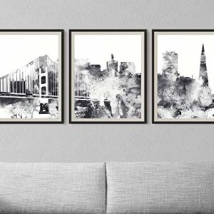 San Francisco Black White Wall Art Set of 3 Prints SF City Triptych Wall Art for Bedroom Home Decorations Unframed print Modern Home Decor
