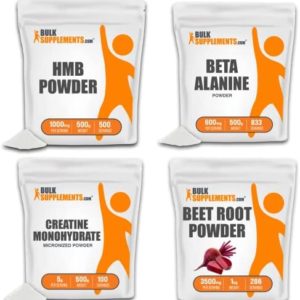 BulkSupplements.com HMB Powder 500G, with Beta Alanine Powder 500G, Creatine Monohydrate Powder (Micronized Creatine) & Beet Root Powder 1KG Bundle