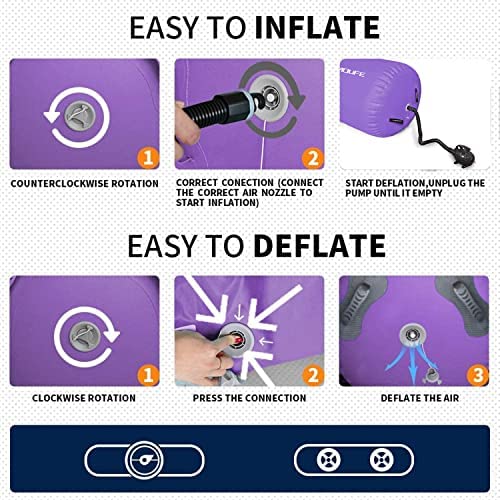 Hmtaolife Inflatable Gymnastic Training Mat Air Tumbling Track Mats Yoga Barrel Air Roller for/Home/Backyard/Water/Cheerleading,10ft Length,3.3ft Width,0.33ft Thickness,with Electric Air Pump - Image 3