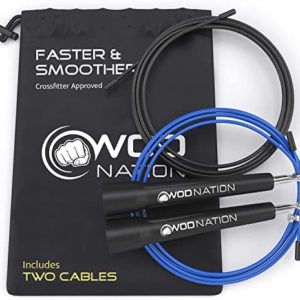 WOD Nation Speed Jump Rope - Blazing Fast Jumping Ropes - Endurance Workout for Boxing, MMA, Martial Arts or Just Staying Fit - Adjustable for Men, Women and Children
