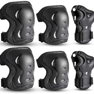 Kids/Youth/Adult Knee Pads Elbow Pads with Wrist Guards Protective Gear Set 6 Pack for Rollerblading Skateboard Cycling Skating Bike Scooter Riding Sports