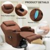 QKFF Swivel Rocker Recliner Chair with Massage and Heat, 360 Degree Swivel Nursery Rocking Manual Recliners, Overstuffed Fabric Single Sofa Reclining Chair with 2 Cup Holders 4 Pockets for Living Room - Image 5