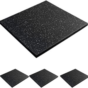 MYOYAY 4 Pack Interlocking Tile 20" x 20”x 1”Heavy Duty Rubber Flooring Mat Anti-Vibration Anti-Slip Exercise Mats for Gym Equipment and Cushion for Workouts, Cover 11.12 Sq.Ft…