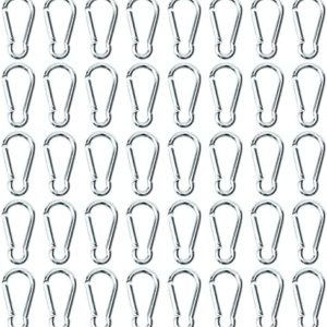 50pcs Small Carabiner Clips Mini Aluminum Carabiner Clip Keychain Bulk Hook Pack Carabeaner D Shape Hook Keychain for Home Hiking, Silver