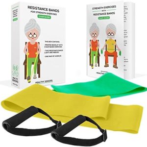 Healthy Seniors Chair Exercise Program with Two Resistance Bands, Handles, and Printed Exercise Guide. Adjustable Fitness Equipment for Seniors, Elderly Home. Ideal for Rehab or Physical Therapy