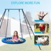 Swing Frame Outdoor Heavy Duty, 440 LBS Metal Porch Swing Stand for Kids and Adults, 73" Height Metal A-Frame Saucer Swing Stand for Backyard, Black - Image 2