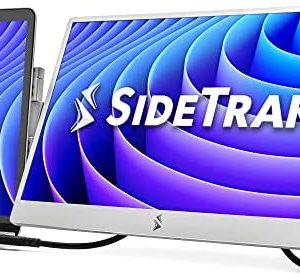 SideTrak Swivel 14” Patented Attachable Portable Monitor for Laptop | FHD TFT Laptop Dual Screen | Mac, PC & Chrome Compatible | Fits All Laptops | Powered by USB-C or Mini HDMI (Light Silver)