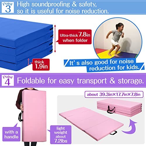 KaRaDaStyle Gymnastics Mat Folding Stretch Mats 71"x39"x2" Exercise Muscle Training Children Play Horizontal Bar Mat Yoga Sports Soundproof Home Use - Image 4