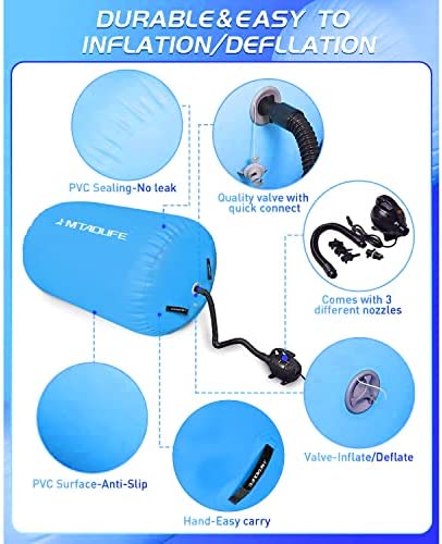 Hmtaolife Inflatable Gymnastic Training Mat Air Tumbling Track Mats Yoga Barrel Air Roller for/Home/Backyard/Water/Cheerleading,10ft Length,3.3ft Width,0.33ft Thickness,with Electric Air Pump - Image 2