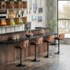 Aowos Adjustable Swivel Bar Stools Set of 2, Mid-Century Modern PU Leather Upholstered Counter Height Bar Stool, Kitchen Island Barstools with Back Brown - Image 8