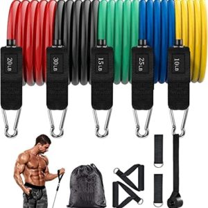 Resistance Band Set, Exercise Bands with Door Anchor, Handles, Carry Bag, Legs Ankle Straps for Resistance Training, Physical Therapy, Home Workouts-150LBS