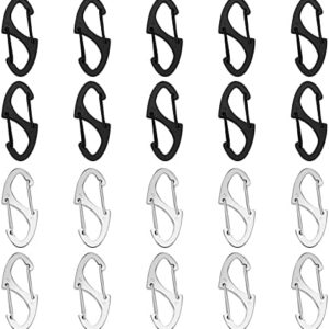 Yolev 20 Pieces Small Carabiner Keychain Clip 1.6 Inch Dual Wire Gate Snap Hook Keychain Women Men Camping for Men Women Backpack Paracord
