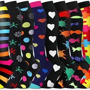 QUXIANG Compression Socks for Women & Men 15-20 mmHg, Best for Medical, Nursing, Running, Athletic, Varicose Veins, Travel