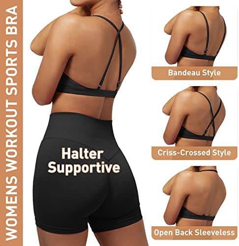 DOULAFASS Sports Bras for Women Fitness Cross Back Padded Workout Yoga Bra Tops - Image 3