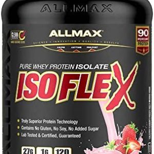 ALLMAX Nutrition - ISOFLEX Whey Protein Powder, Whey Protein Isolate, 27g Protein, Strawberry, 2 Pound