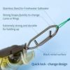 GOTRAYS High Strength Fishing Clips, Power Fishing Clips Stainless Connector Snaps Swivels Tackle for Freshwater Saltwater Fishing, Stainless Steel Fishing Quick Clips Lure Quick Change, LMS/50Pcs/box - Image 3