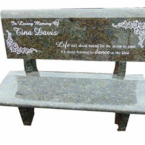 Granite cemetery bench 100% monument grade Butterfly Blue granite. Custom engraving available to add here in this listing. Seat 48 x 14 x 2" all polished.