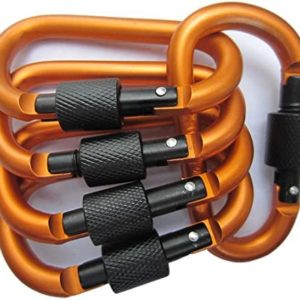 Carabiner Clip 5 Aluminum D-Ring Carabiners Screw Locking Keychain Strong Light