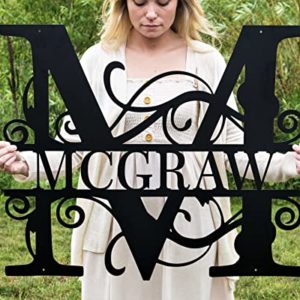 Custom Metal Signs | Metal Name Sign | Metal Wall Art | Split Letter Monogram Wall Decor | Metal Wall Art Last Name Sign | Family Name Sign | Personalized Wedding Gift | Metal Art | Outdoor Metal Sign