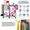 Yoga Mat Storage Rack Home Gym Equipment Storage Organizer Yoga Mat Holder for Yoga Mat Foam Roller Dumbbells Kettlebells Resistance Bands and More Gym Accessories Women Men Workout Equipment Organization with Hooks and Wheels - Image 2