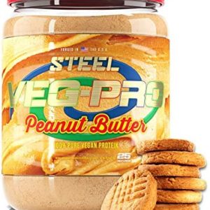 Steel Supplements Veg-PRO | Vegan Protein Powder, Peanut Butter | 25 Servings (1.65lbs) | Organic Protein Powder with BCAA Amino Acid | Gluten Free | Non Dairy | Low Carb Formula | Artficial Flavoring
