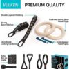 Vulken Wooden Gymnastic Rings with Adjustable Numbered Straps. 1.25'' Olympic Rings for Core Workout, Crossfit, Bodyweight Training. Home Gym Rings with 8.5ft Exercise Straps and Workout Handles. - Image 7