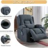 Houjud Manual Recliner Chair, 360° Swivel Rocker Recliner Chair Glider Lounge Chair with Massage and Heated, 2 Cup Holders, Lumbar Pillow and 4 Pockets for Living Room Home Theater (Blue) - Image 6