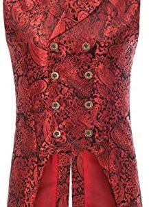 Paul Jones Mens Gothic Steampunk Double Breasted Vest Brocade Waistcoat PJ0081