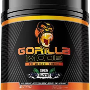 Gorilla Mode Pre Workout - Massive Pumps · Laser Focus · Energy · Power - L-Citrulline, Creatine, GlycerPump™, L-Tyrosine, Agmatine, Kanna, N-Phenethyl Dimethylamine Citrate - 604 Grams (Cherry)