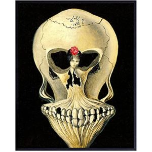 Salvador Dali Skull Wall Art & Decor - Aesthetic Room Decor - Gallery Wall Art - Goth Gothic Home Decor - Salvador Dali Prints - Creepy Hipster Surrealism Wall Art - Museum Poster - Optical Illusion