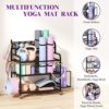 Home Gym Storage Rack, Yoga Mat Storage Rack Yoga Mat Holder, VOPEAK Gym Rack Organizer Workout Storage for Dumbbells Yoga Mats Foam Rollers Kettlebells, Gym Equipment Storage Rack with Hooks (Metal) - Image 3