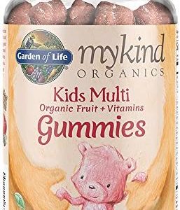 Garden of Life - mykind Organics Kids Gummy Vitamins, Certified Organic, Non-GMO & Vegan Complete Children's - B12, C & D3 Gluten, Soy & Dairy Free Real Fruit Chew Gummies, Multi, Cherry, 120 Count