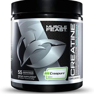 Muscle Feast Creapure Creatine Monohydrate Powder, Vegan Keto Friendly Gluten-Free Easy to Mix, Mass Gainer, Muscle Recovery Supplement and Best Creatine for Muscle Growth, Unflavored, 300g