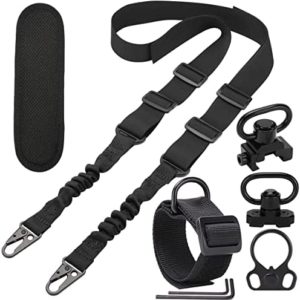 Ratulie 2 Point Sling Tactical Shotgun Sling Quick Adjust QD Rifle Slings with Shoulder Pad QD Sling Swivels Two Point Sling with Fast Adjust Loop for Mlok Rail
