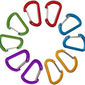 ABCOOL 10PCS Keychain Clips Mini Carabiner - 1 5/8inch Small Aluminum Durable Quick Release Auto Locking D-Shape Spring Loaded Wire Gate Clip for Home, Rv, Camping, Fishing, Hiking, Traveling