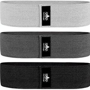 Hatha Yoga Large Resistance Band,14.5" x3.15",Fabric Exercise Loop Bands with Instruction Guide and Carry Bag, Set of 3.