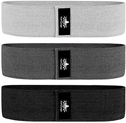 Hatha Yoga Large Resistance Band,14.5" x3.15",Fabric Exercise Loop Bands with Instruction Guide and Carry Bag, Set of 3.