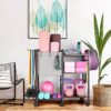 Yoga Mat Storage Rack Home Gym Equipment Storage Organizer Yoga Mat Holder for Yoga Mat Foam Roller Dumbbells Kettlebells Resistance Bands and More Gym Accessories Women Men Workout Equipment Organization with Hooks and Wheels - Image 6