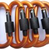Carabiner Clip 5 Aluminum D-Ring Carabiners Screw Locking Keychain Strong Light - Image 2