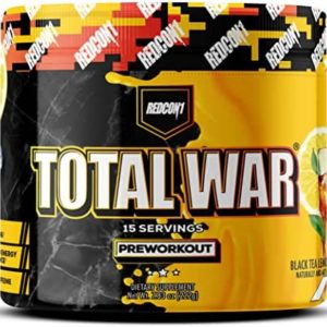 REDCON1 Total War Pre Workout Powder - Endurance, Alertness, Pump Boosting Citrulline Malate & Beta Alanine - Fast Acting, Caffeinated Preworkout for Men & Women (Black Tea Lemonade, 15 Servings)