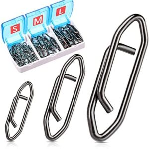 GOTRAYS High Strength Fishing Clips, Power Fishing Clips Stainless Connector Snaps Swivels Tackle for Freshwater Saltwater Fishing, Stainless Steel Fishing Quick Clips Lure Quick Change, LMS/50Pcs/box