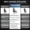 GTPLAYER Gaming Chair, Computer Chair with Footrest and Lumbar Support, Height Adjustable Game Chair with 360°-Swivel Seat and Headrest and for Office or Gaming (White) - Image 6